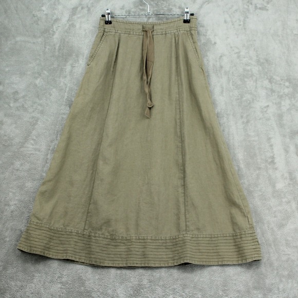 Boden Dresses & Skirts - Boden Skirt Women 8 Green Linen Maxi Boho Pockets Modest Gauzy Drawstring Green